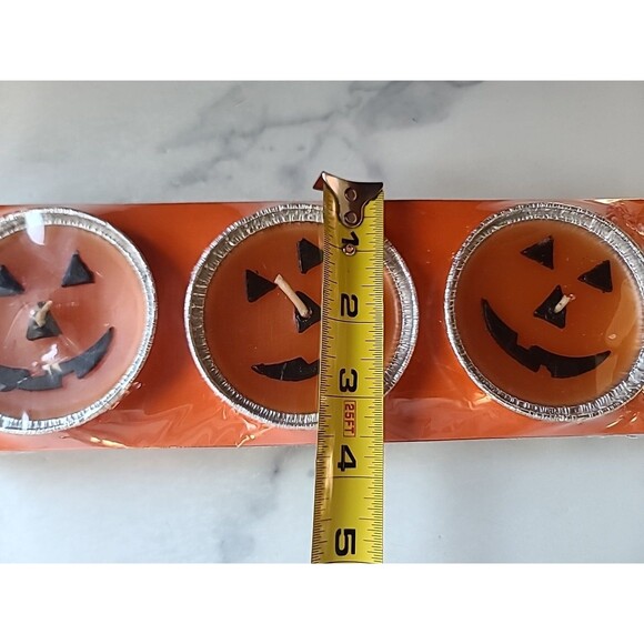 Spooky Hollow Pumpkin Lights Candle Set Of Three Vintage From 1995 - Picture 10 of 10